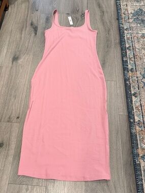 PINK Victoria's Secret Light Pink Ribbed Tank Midi Dress